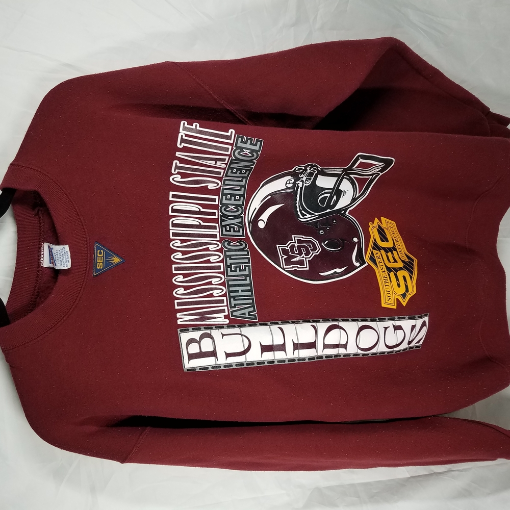 Vintage Mississippi State Bulldogs Maroon Sweater Size Large